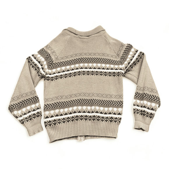 Vintage Blair Cardigan Sweater Adult MEDIUM Brown Fair Isle Zip Big Lebowski 80s - Picture 2 of 7